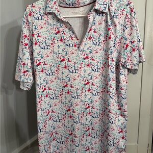 Men's Maelreg White Splatter-Print Polo Shirt Size Medium